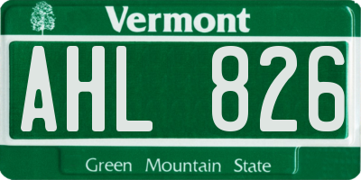 VT license plate AHL826