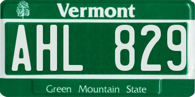 VT license plate AHL829