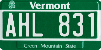 VT license plate AHL831