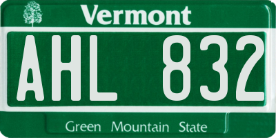 VT license plate AHL832