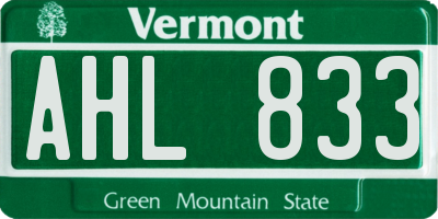 VT license plate AHL833