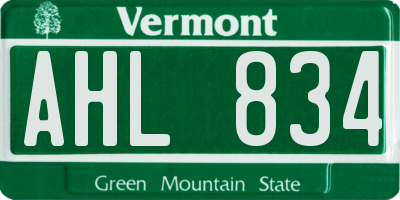 VT license plate AHL834