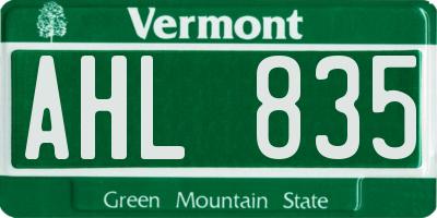 VT license plate AHL835
