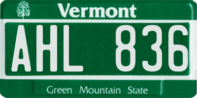 VT license plate AHL836