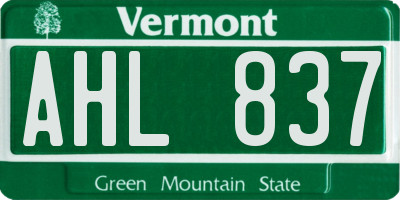 VT license plate AHL837