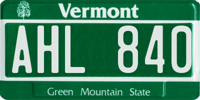 VT license plate AHL840