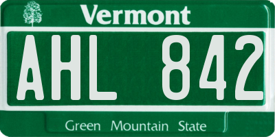 VT license plate AHL842