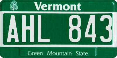 VT license plate AHL843