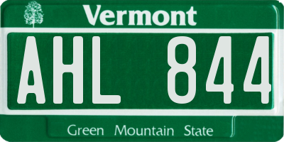 VT license plate AHL844