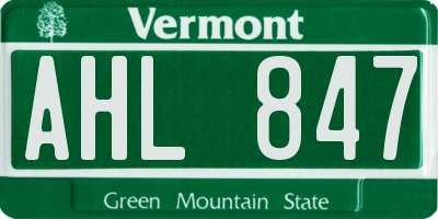 VT license plate AHL847