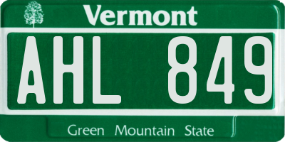 VT license plate AHL849