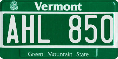VT license plate AHL850