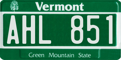 VT license plate AHL851