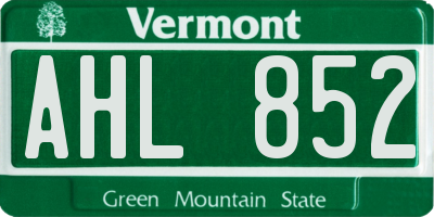 VT license plate AHL852