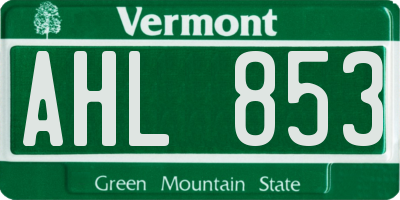 VT license plate AHL853
