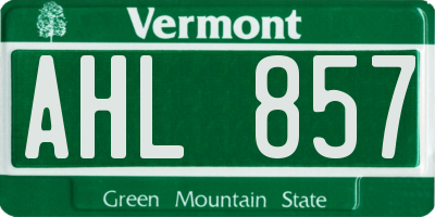 VT license plate AHL857