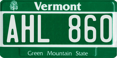 VT license plate AHL860