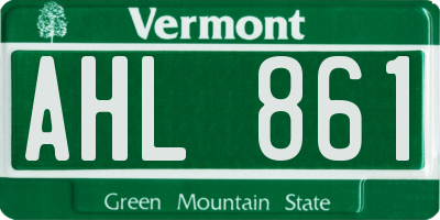 VT license plate AHL861
