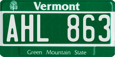 VT license plate AHL863