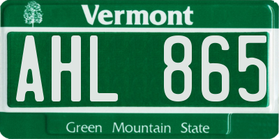 VT license plate AHL865