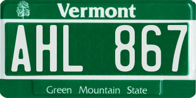 VT license plate AHL867
