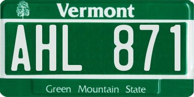 VT license plate AHL871