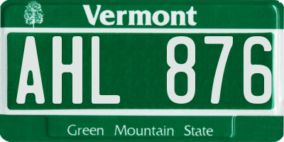 VT license plate AHL876