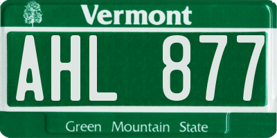VT license plate AHL877