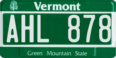 VT license plate AHL878