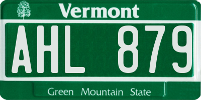 VT license plate AHL879