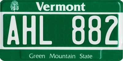 VT license plate AHL882