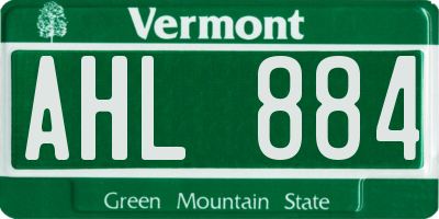VT license plate AHL884