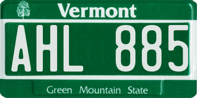 VT license plate AHL885