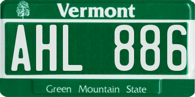 VT license plate AHL886