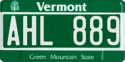 VT license plate AHL889