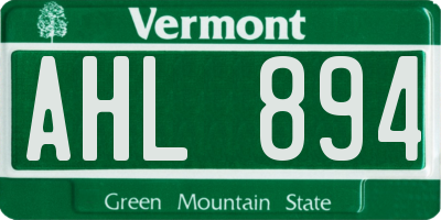 VT license plate AHL894