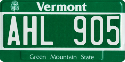 VT license plate AHL905