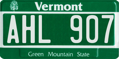 VT license plate AHL907