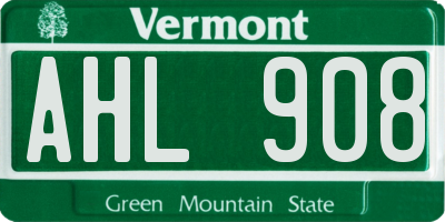 VT license plate AHL908