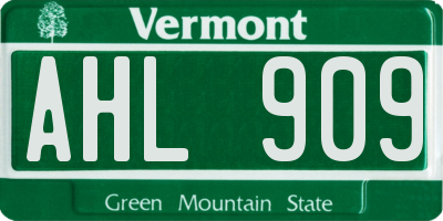 VT license plate AHL909