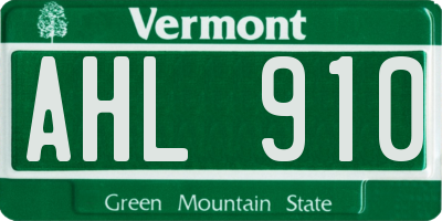 VT license plate AHL910