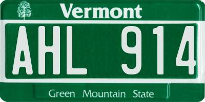 VT license plate AHL914