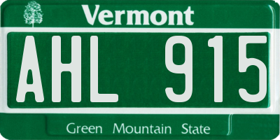 VT license plate AHL915