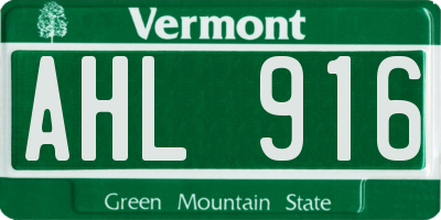 VT license plate AHL916