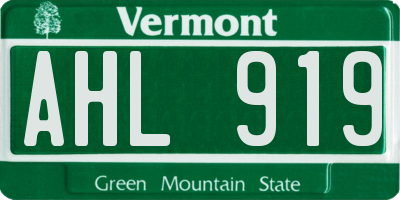 VT license plate AHL919