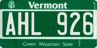 VT license plate AHL926