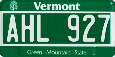 VT license plate AHL927