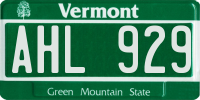 VT license plate AHL929