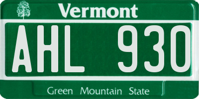 VT license plate AHL930