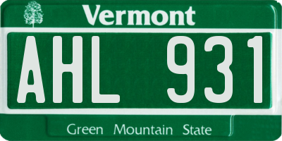 VT license plate AHL931